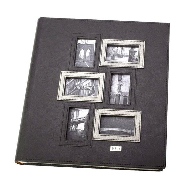 Photo Album 4x6 400 Photos, Personalized Leatherette Frame Cover, Vertical and Horizontal - Black