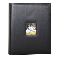 Photo Album 4x6 500 Photos, Personalized Leatherette Window Frame Cover, Vertical and Horizontal - Black