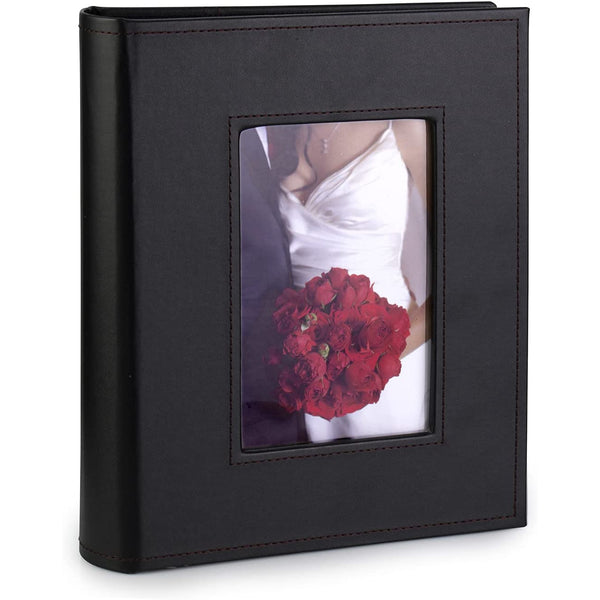 Photo Albums 4x6 200 Photo Pockets, 2 per page Horizontally, Personalized Frame Cover Leatherette, Wedding Anniversary,